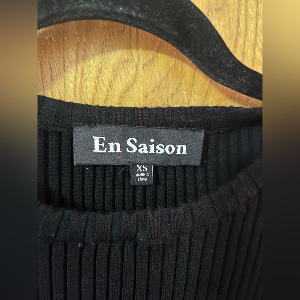 En Saidon Emerson ribbed knit puff shoulder midi dress XS - Picture 3 of 10
